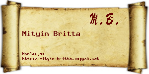 Mityin Britta névjegykártya